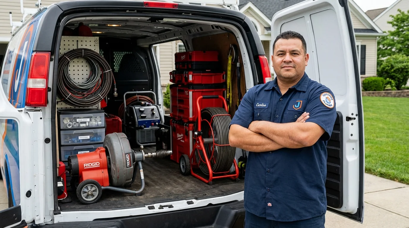 Professional drain cleaning equipment and Johns Plumbing LLC plumber in China Grove