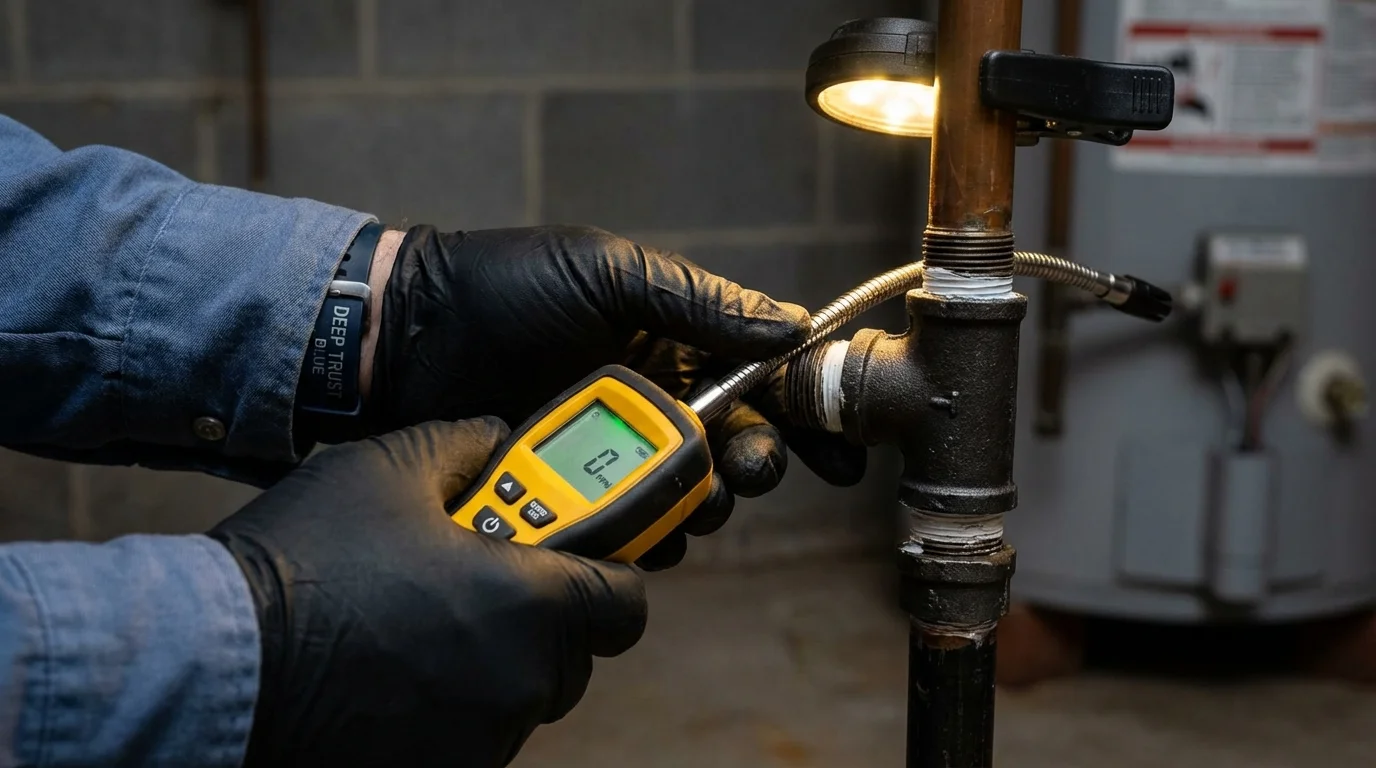 Gas leak detection with electronic sniffer by Johns Plumbing LLC in China Grove