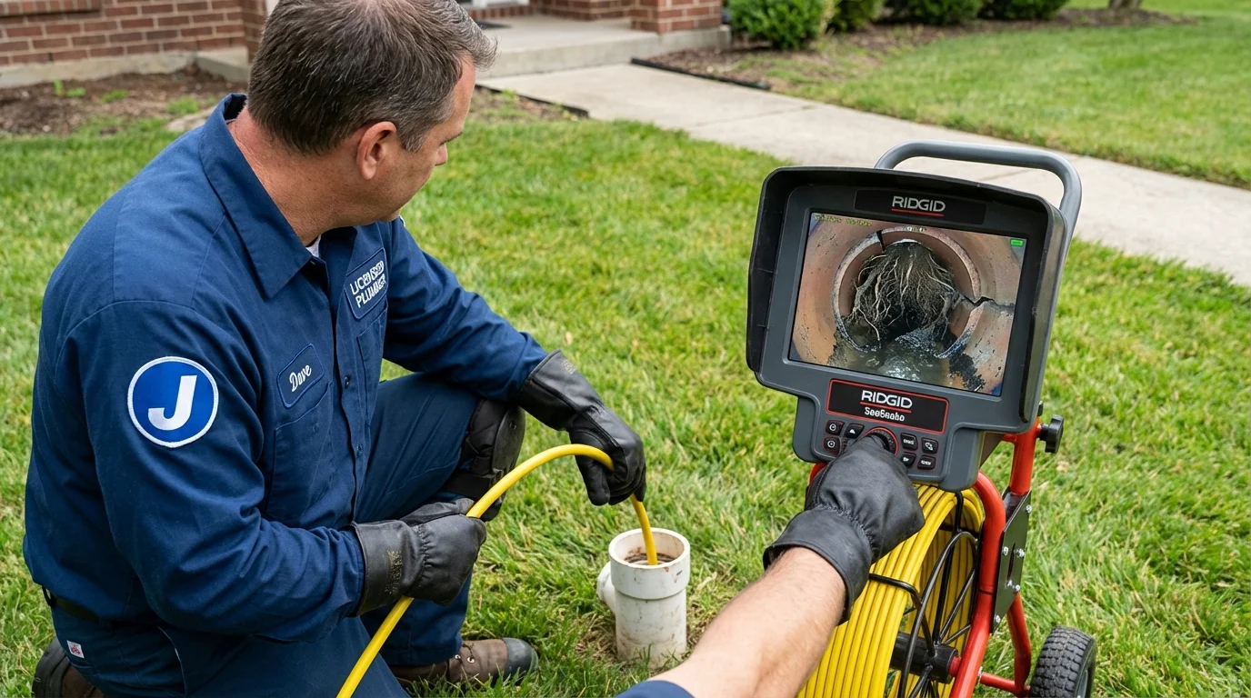 Sewer camera inspection being performed by Johns Plumbing LLC in China Grove