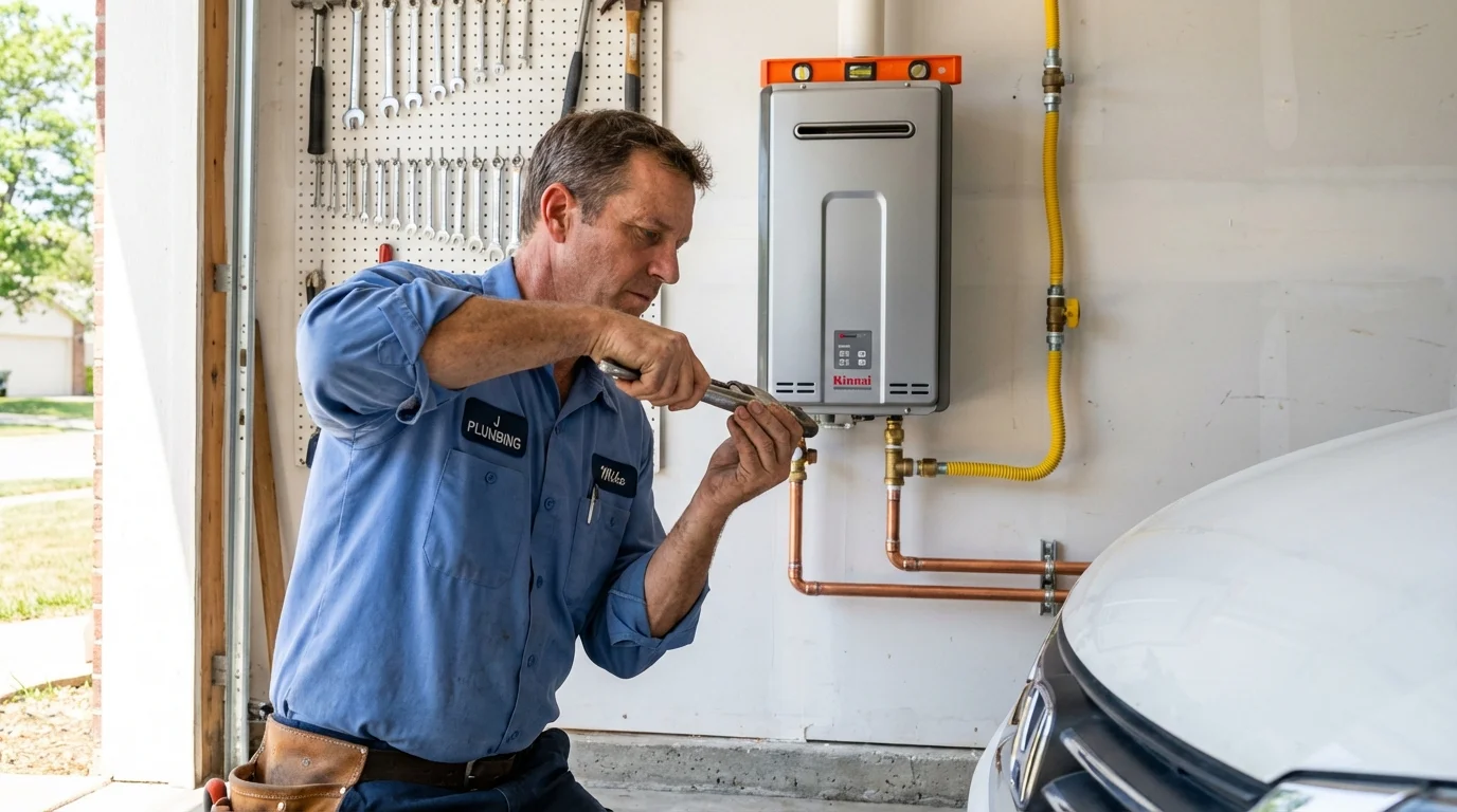 Tankless water heater installation by a Johns Plumbing LLC plumber in China Grove